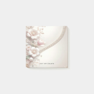 Post-it® Notas adhesivas con adornos florales y perlas