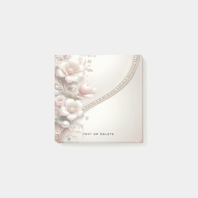 Post-it® Notas adhesivas con adornos florales y perlas (Anverso)