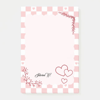 Post-it® Notas adhesivas con fondo de patrón a cuadros rosa