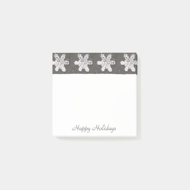 Post-it® Notas Adhesivas Copos de Nieve Felices Fiestas (Anverso)