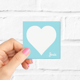 Post-it® Notas Adhesivas Corazón Azul Pastel con Nombre