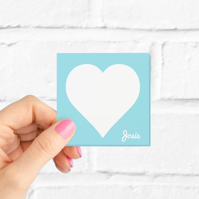 Post-it® Notas Adhesivas Corazón Azul Pastel con Nombre (Subido por el creador)