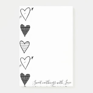 Post-it® Notas Adhesivas Corazones Negros Nada Dulce con Am