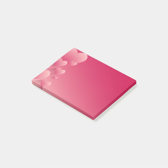 Post-it® Notas adhesivas Corazones rosas (En perspectiva)