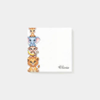 Post-it® Notas Adhesivas de Acuarela de Animales de Safari 