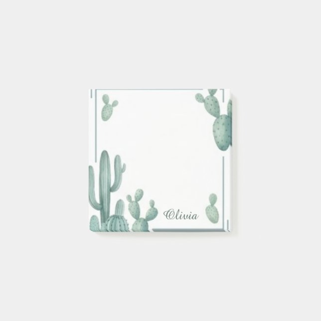 Post-it® Notas Adhesivas de Acuarela de Cactus Personalizad (Anverso)