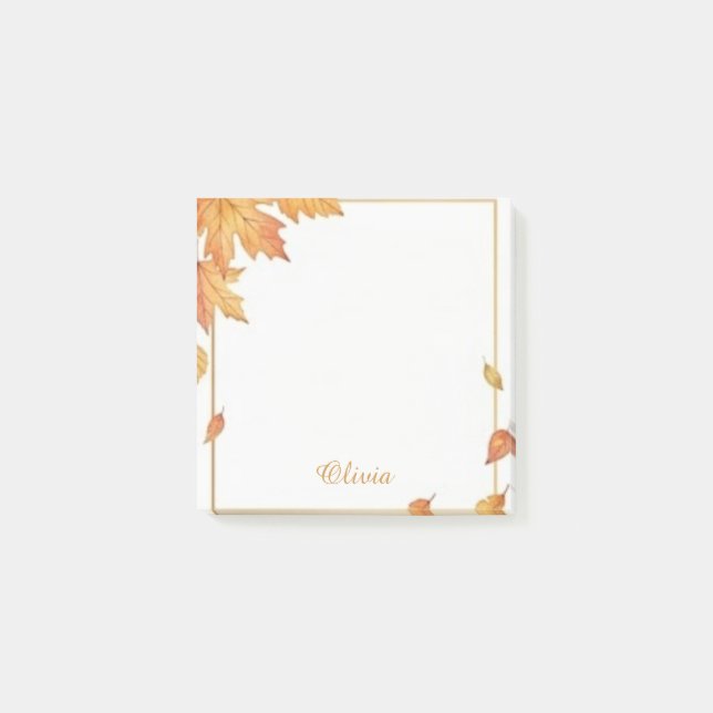 Post-it® Notas Adhesivas de Acuarela de Hojas de Otoño Pers (Anverso)