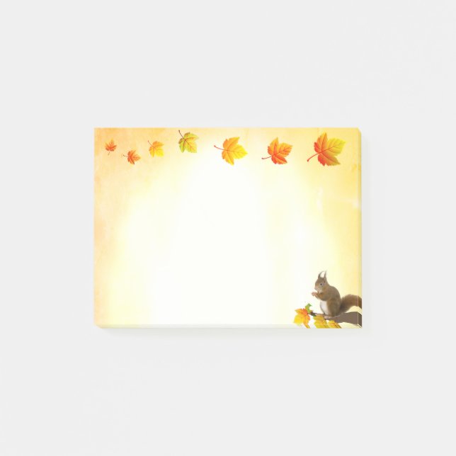 Post-it® Notas adhesivas de ardilla y hojas de otoño (Anverso)