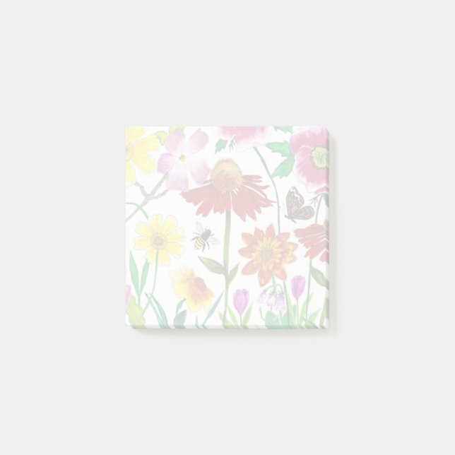 Post-it® Notas Adhesivas de Arte de Flores Silvestres del P (Anverso)