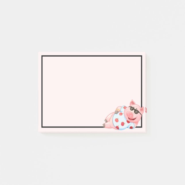 Post-it® Notas Adhesivas de Cerdo Genial con Gafas de Sol (Anverso)