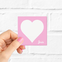 Notas adhesivas de corazón rosadas con nombre