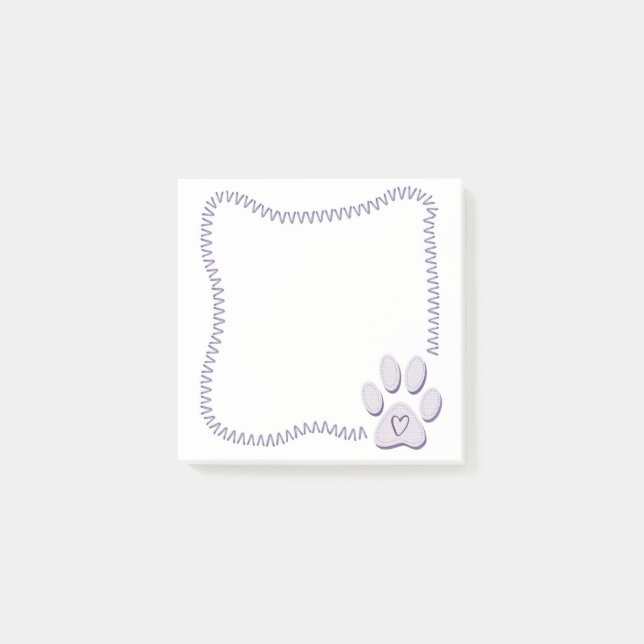 Post-it® Notas Adhesivas de Corazón y Huella de Perro (Anverso)
