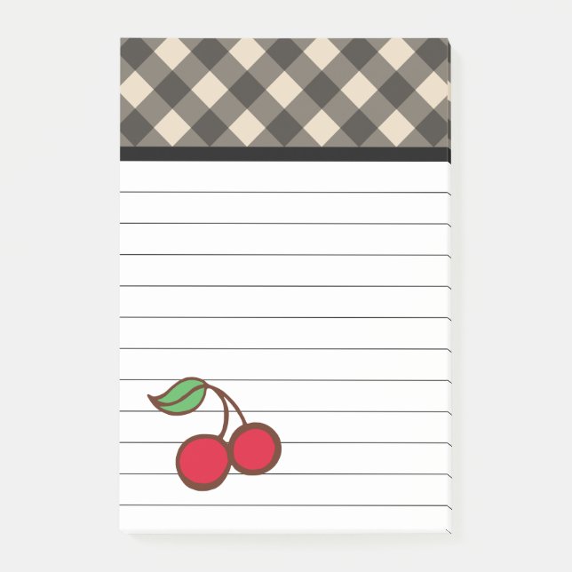 Post-it® Notas Adhesivas de Cuadros de Cereza (Anverso)