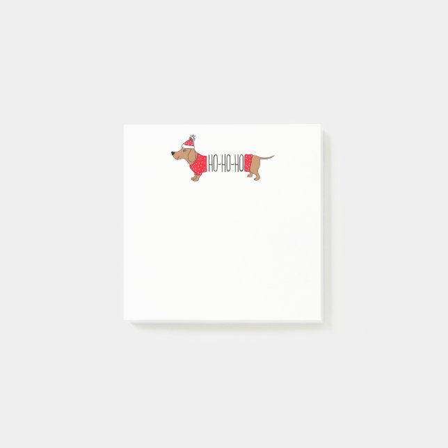 Post-it® Notas adhesivas de Dachshund Navidad 3" x 3" (Anverso)