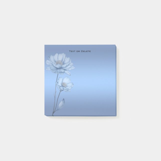 Post-it® Notas Adhesivas de Flores de Acuarela Azul (Anverso)