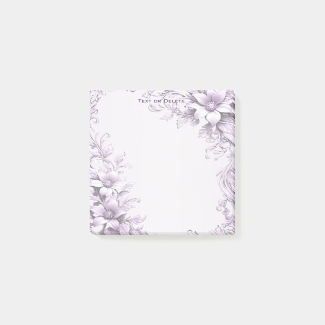Post-it® Notas Adhesivas de Flores Moradas Elegantes (Anverso)