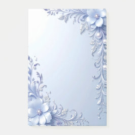 Post-it® Notas adhesivas de flores ornamentadas azules con 