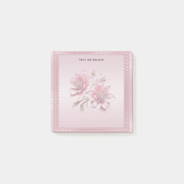 Post-it® Notas Adhesivas de Flores Rosadas Modernas (Anverso)