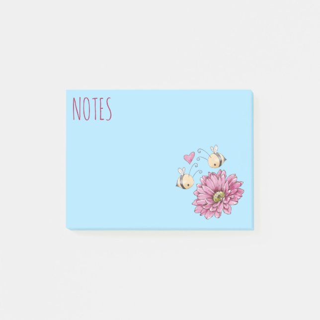 Post-it® Notas Adhesivas de Flores y Abejas Lindas (Anverso)