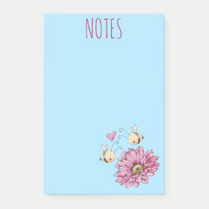 Post-it® Notas Adhesivas de Flores y Abejas Lindas