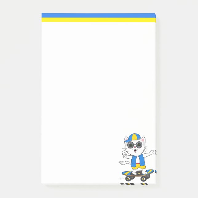 Post-it® Notas adhesivas de gato skater lindo (Anverso)