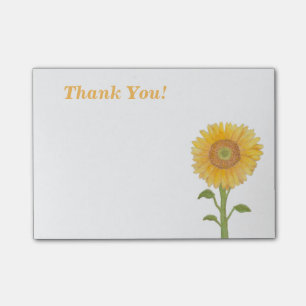 Post-it® Notas adhesivas de girasol con acuarela de agradec