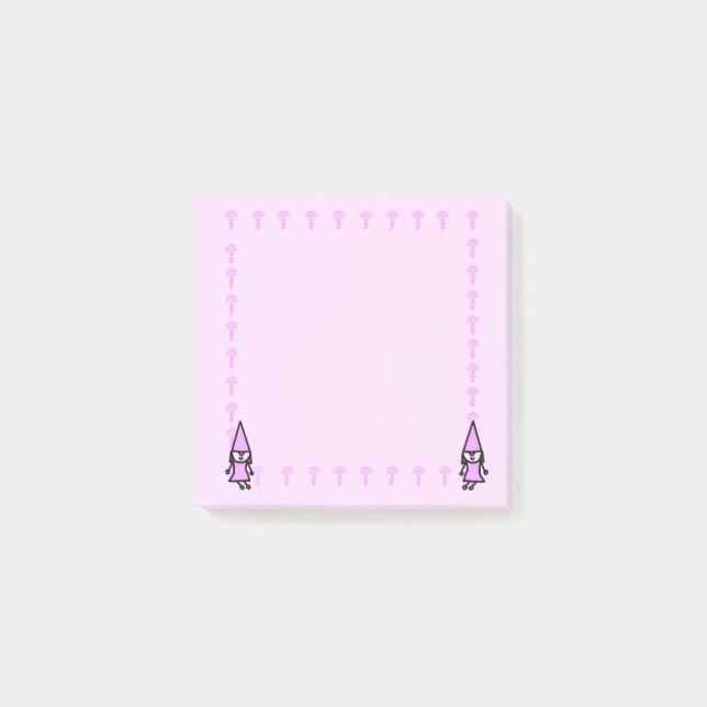 Post-it® Notas adhesivas de Gnomo Rosa con Hongos (Anverso)