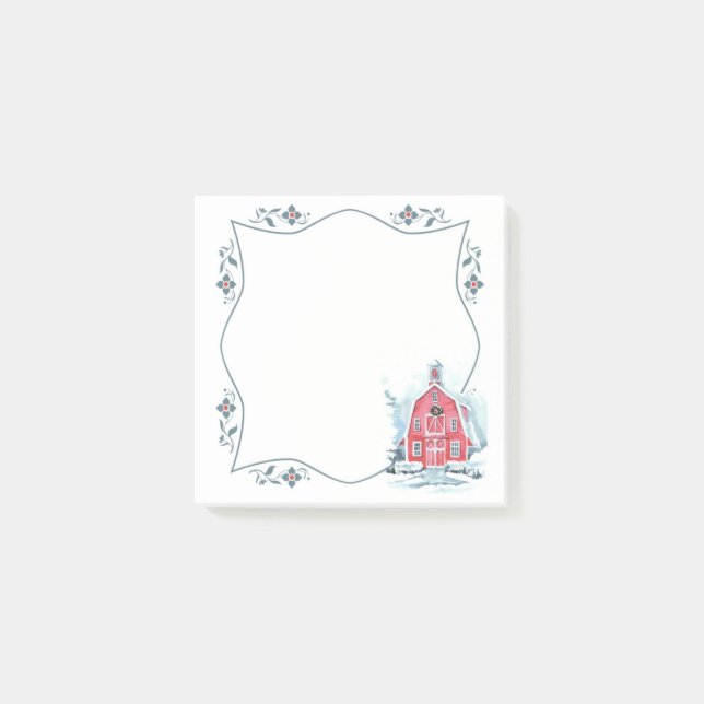 Post-it® Notas adhesivas de granero rojo de invierno (Anverso)