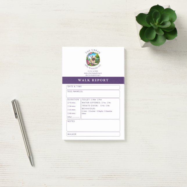 Post-it® Notas adhesivas de informe de paseador de perros - (Oficina)