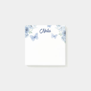 Post-it® Notas Adhesivas de Mariposa con Acuarela Floral Az