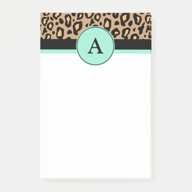 Post-it® Notas Adhesivas de Monograma con Estampado de Leop (Anverso)