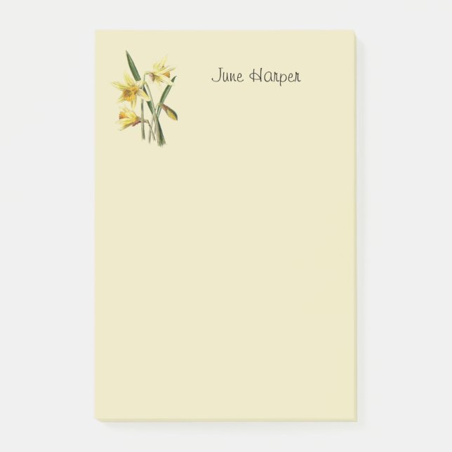 Post-it® Notas adhesivas de narcisos monogramadas (Anverso)