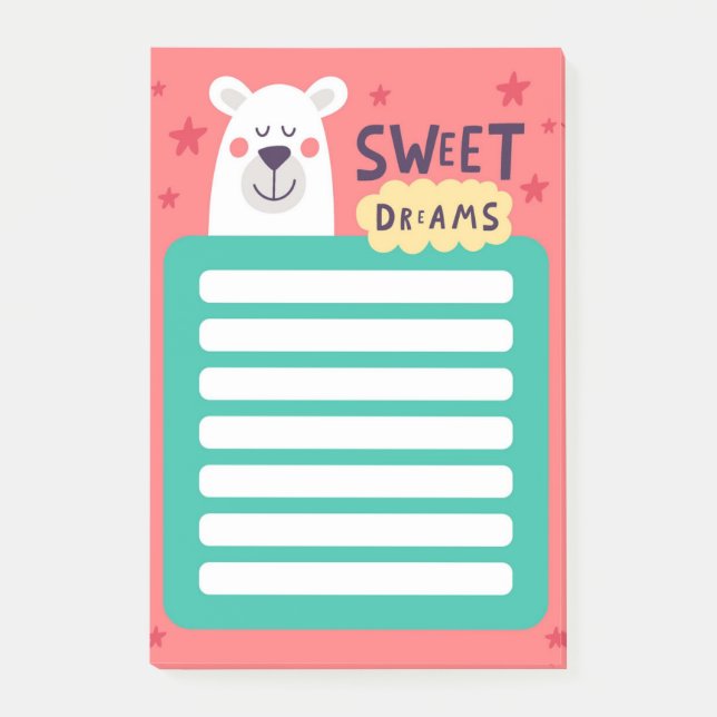 Post-it® Notas adhesivas de oso polar dulces (Anverso)