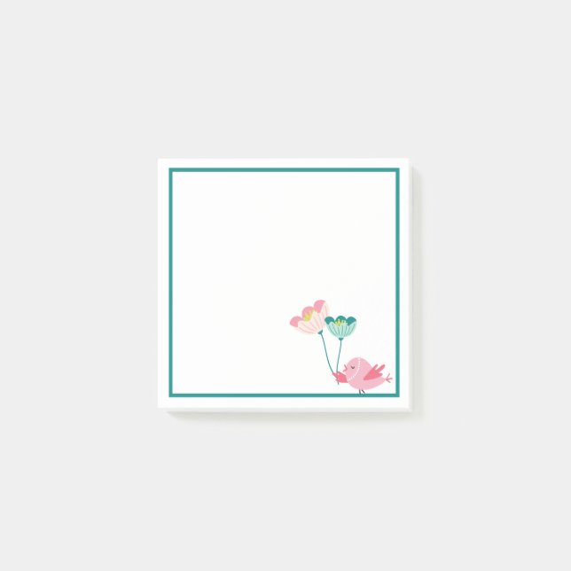 Post-it® Notas adhesivas de pájaros y flores (Anverso)