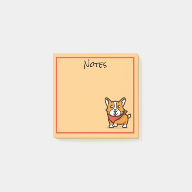 Post-it® Notas Adhesivas de Perro Corgi Adorable (Anverso)