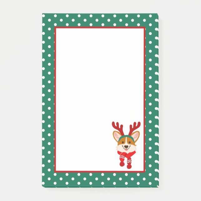 Post-it® Notas adhesivas de perro Corgi Feliz Navidad (Anverso)