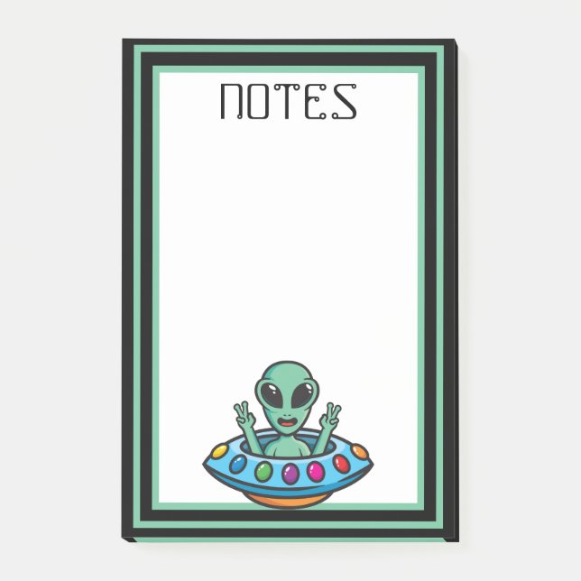 Post-it® Notas Adhesivas de Platillo Volador de Alien Espac (Anverso)