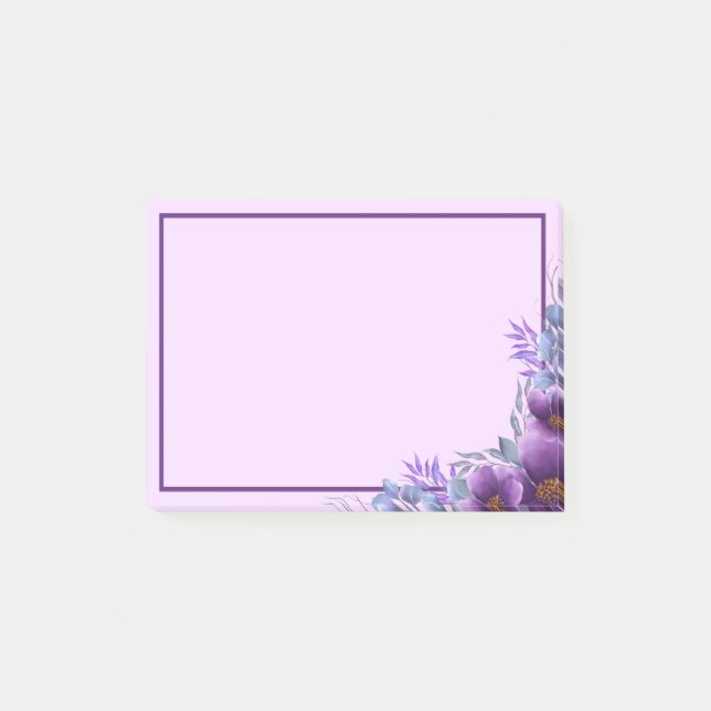 Post-it® Notas Adhesivas de Ramo de Flor Morada Hermosa (Anverso)