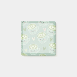 Post-it® Notas adhesivas de tazas de matcha sonrientes