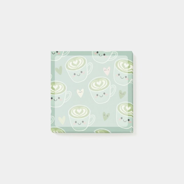 Post-it® Notas adhesivas de tazas de matcha sonrientes (Anverso)