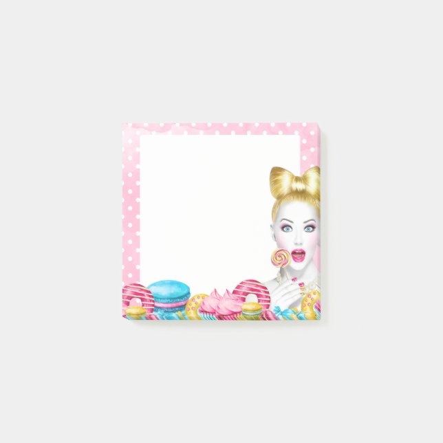 Post-it® Notas Adhesivas de Torta Rosa Post-it Cute Oficina (Anverso)