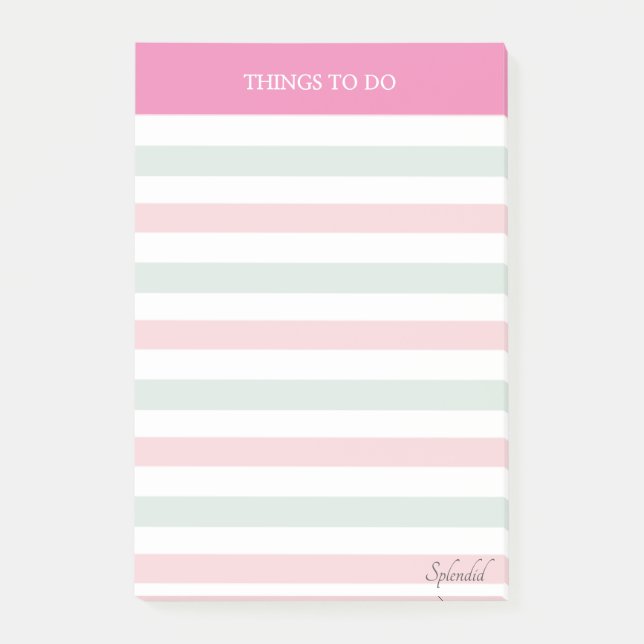 Post-it® Notas adhesivas de tréboles y cosas rayadas pastel (Anverso)