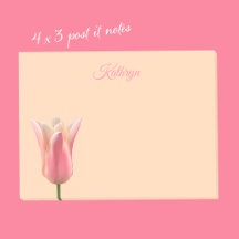 Notas Adhesivas de Tulipán Rosa con Nombre Persona