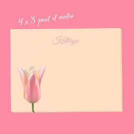 Post-it® Notas Adhesivas de Tulipán Rosa con Nombre Persona