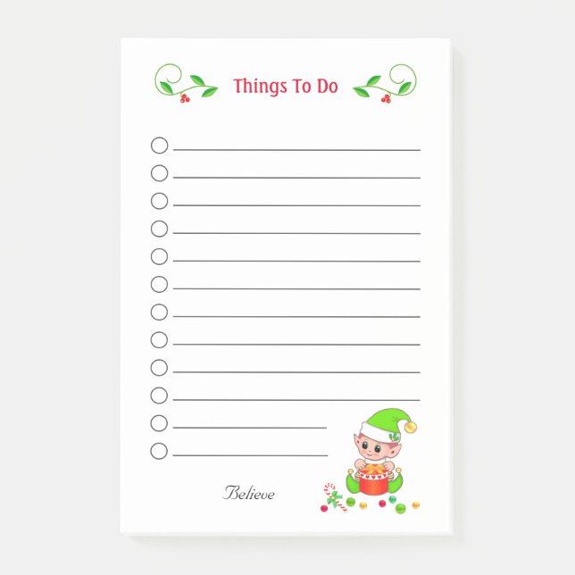 Post-it® Notas Adhesivas Divertidas de Duende de Navidad pa (Anverso)
