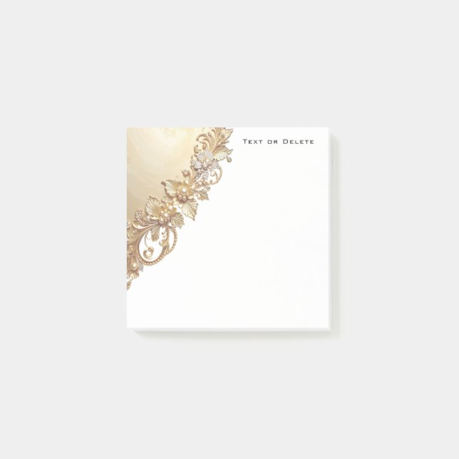 Post-it® Notas Adhesivas Embelllecidas con Flores de Oro (Anverso)