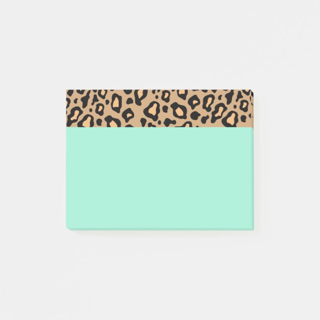Post-it® Notas Adhesivas Estampadas de Leopardo Turquesa (Anverso)