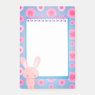 Post-it® Notas adhesivas florales de conejito pastel Kawaii