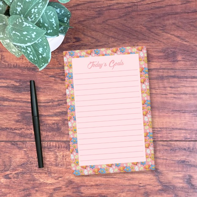 Post-it® Notas adhesivas florales de primavera (Spring floral pattern ruled sticky notes . Customize them with your own text . )