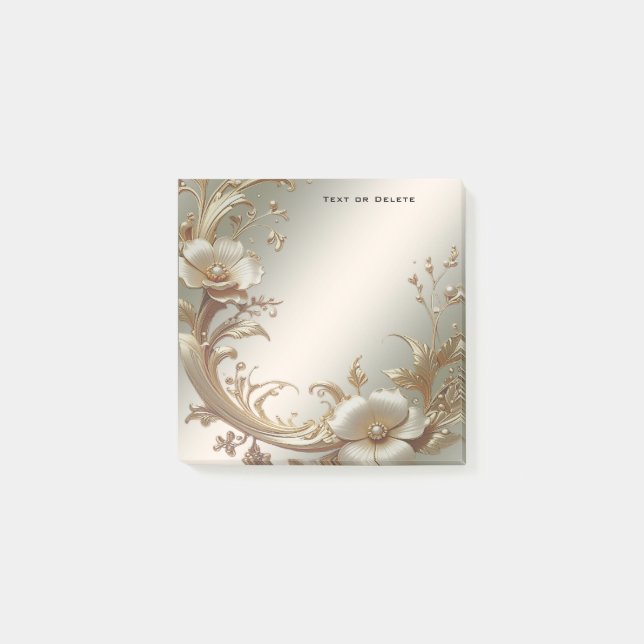 Post-it® Notas adhesivas florales doradas (Anverso)